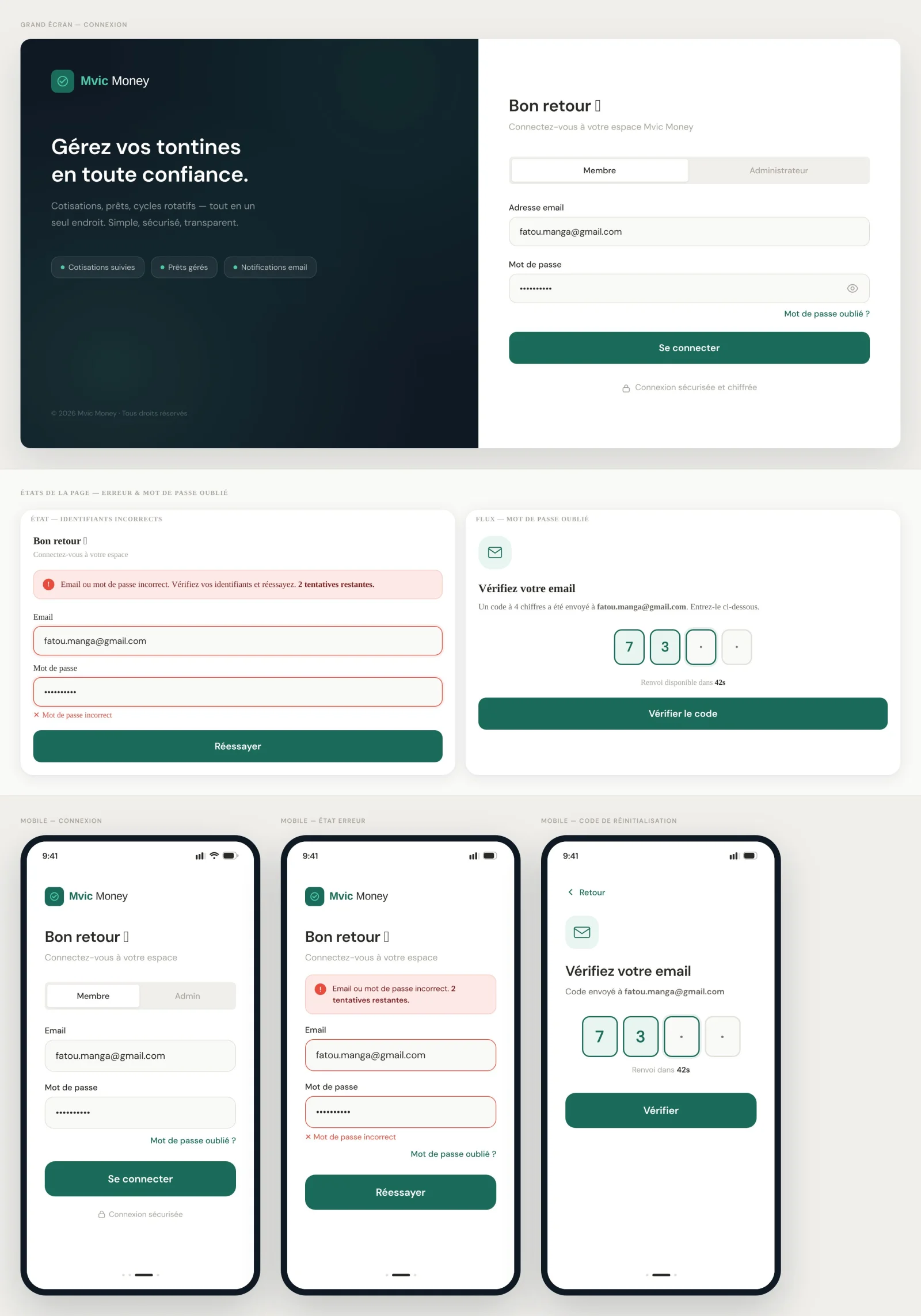 mvic money — Digital Tontine Management App Prototype — image 3