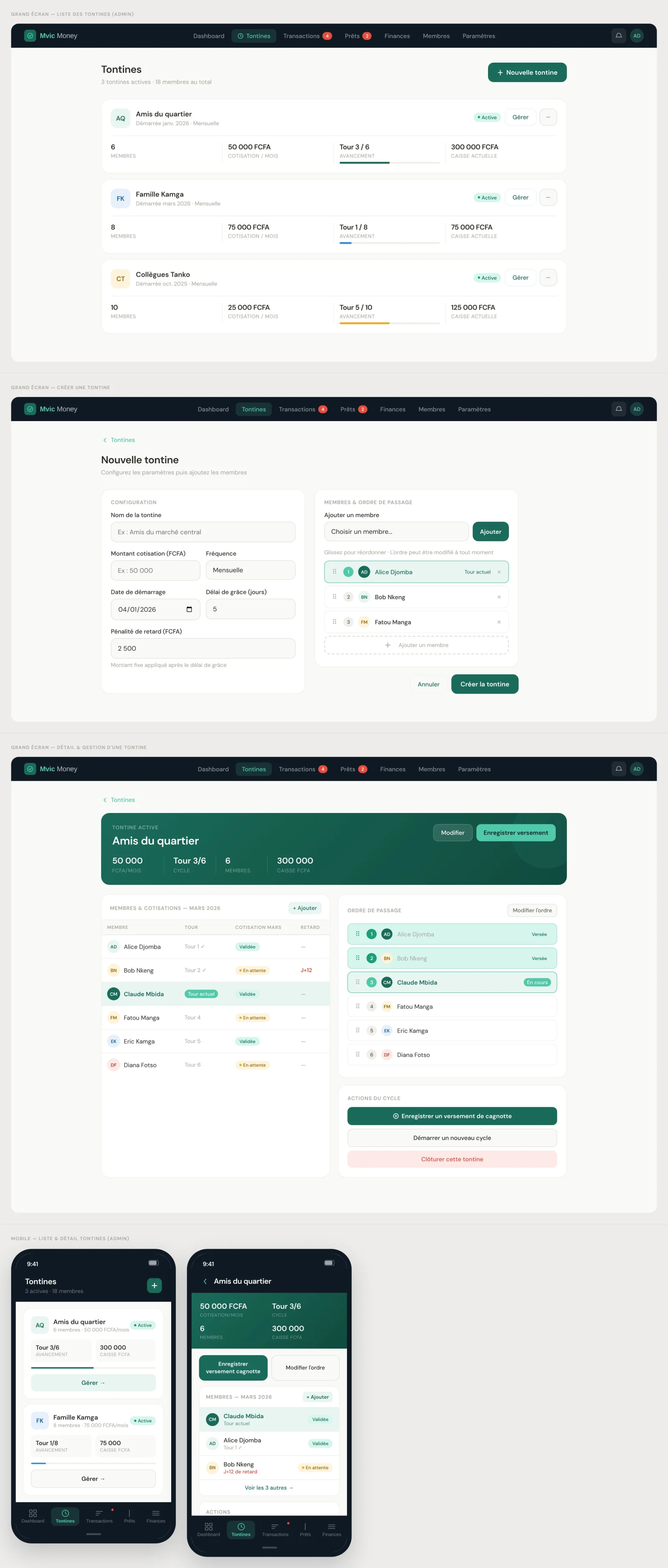 mvic money — Digital Tontine Management App Prototype — image 4