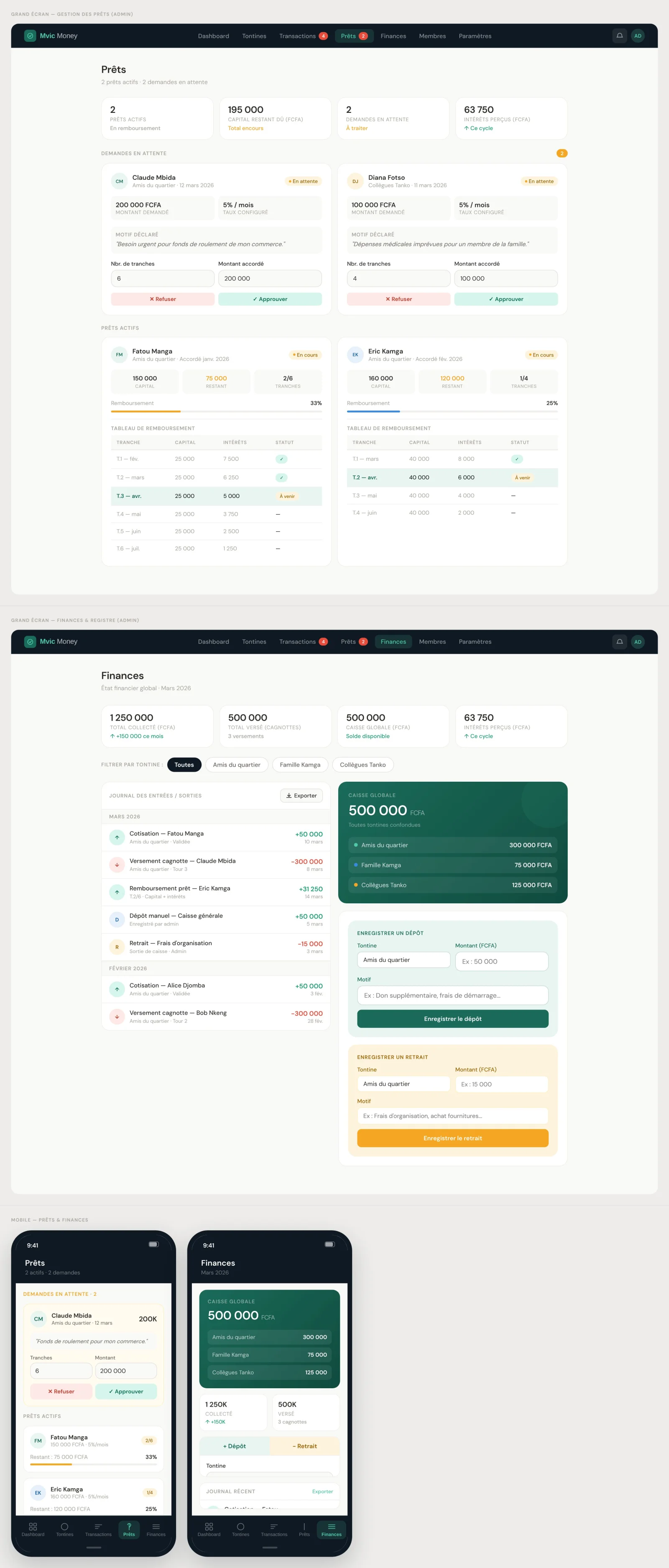 mvic money — Digital Tontine Management App Prototype — image 5