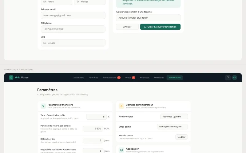 mvic money — Digital Tontine Management App Prototype